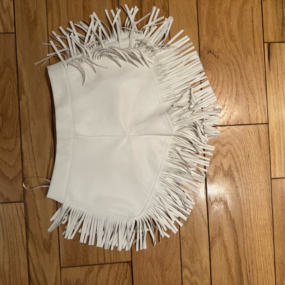Cotton Candy White Fringe Shorts